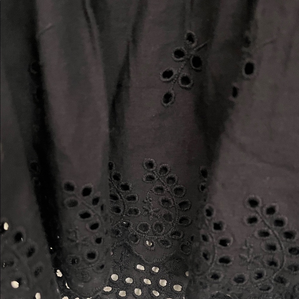 Ultra Pink Black Eyelet Ruffle V-Neck Blouse - Picture 5 of 7